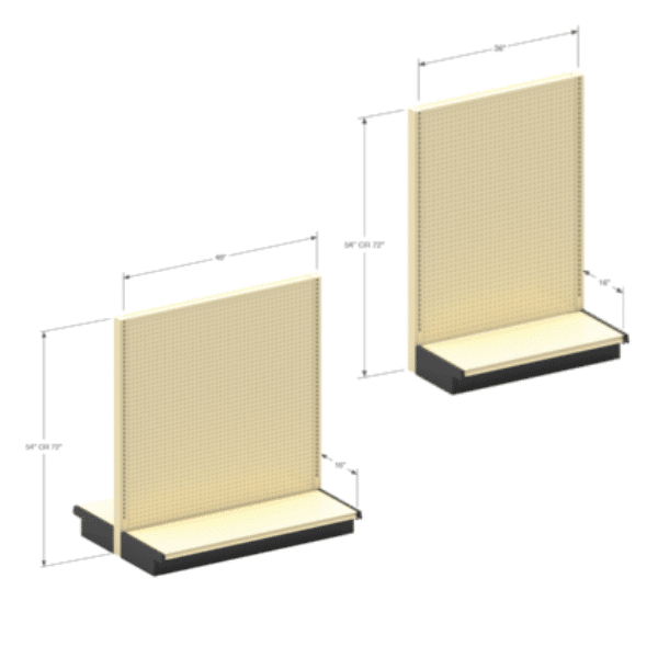 comparison of lozier double-sided and single-sided gondola shelves