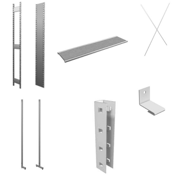heavy-duty lozier backroom shelving used for inventory storage