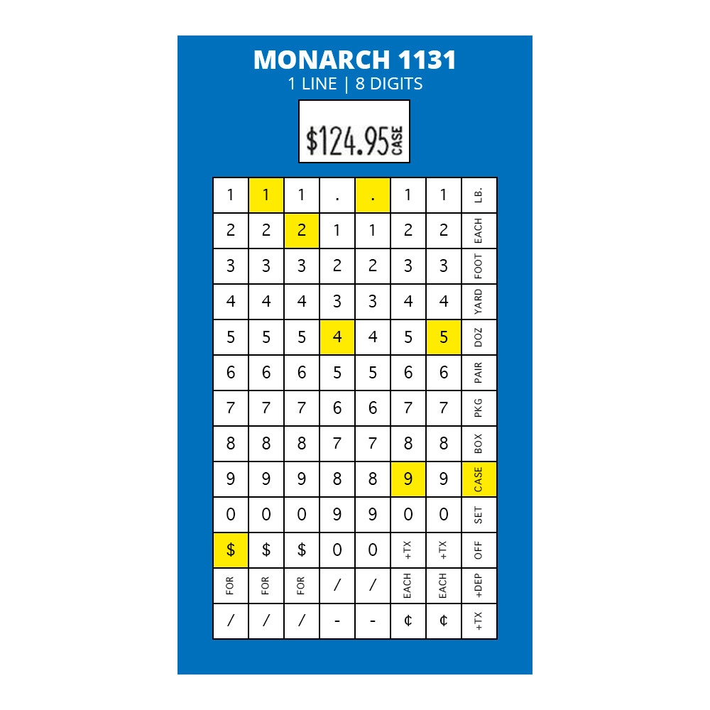 1131 Monarch 1 Line 8 Digit (LABEL GUN) - Image 6