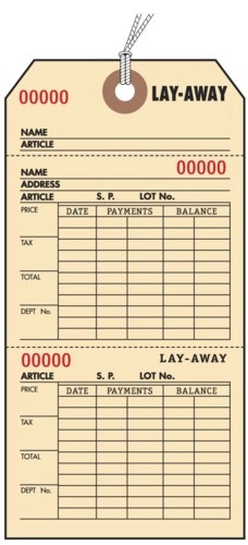 Lay-A-Way Tag