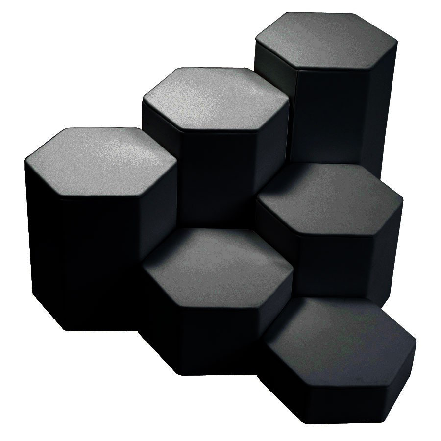 6-pc Hexagon Riser / Black Faux Leather