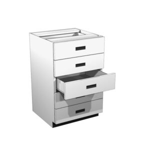 Lozier Rx Drawer Unit 1S8 WHT Body / CHR Base