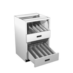 Lozier Rx Vial Drawer Unit 1S8 WHT Body / CHR Base