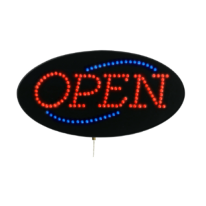 Blue & Red Oval Open LED Sign