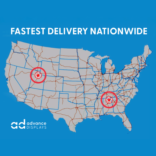 US map highlighting shipping routes radiating from Alabama to key retail regions